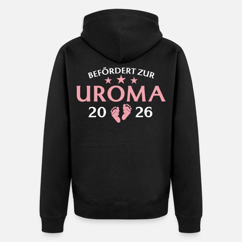 Urgroßmutter 2026 Befördert zur Uroma - Unisex Premium Bio Zip Hoodie - Schwarz