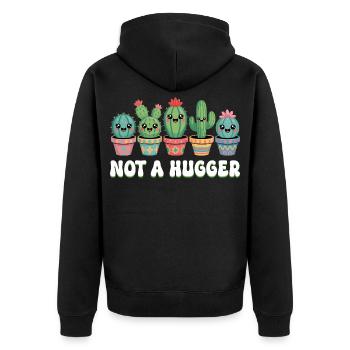 Hugger Lustige Pflanze Sukkulente Kaktus - Unisex Premium Bio Zip Hoodie - Schwarz - Hinten - Nico (187cm)