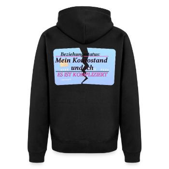 My Account Balance & Me – It's Complicated - Unisex Premium Organic Zip Hoodie - black - Back - Nico (187cm)