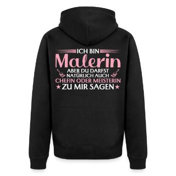 Handwerkerin Chefin oder Meisterin - Malerin - Unisex Premium Bio Zip Hoodie - Schwarz - Hinten - Nico (187cm)
