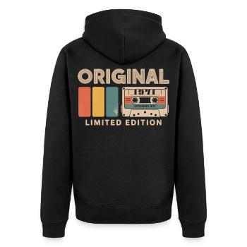 Original Geburtstag 1971 Geschenk 1971 Retro 1971 - Unisex Premium Bio Zip Hoodie - Schwarz - Hinten - Nico (187cm)