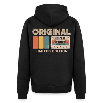 Original 1976 Geburtstag 1976 Geschenk 1976 Retro - Unisex Premium Bio Zip Hoodie - Schwarz - Hinten - Nico (187cm)