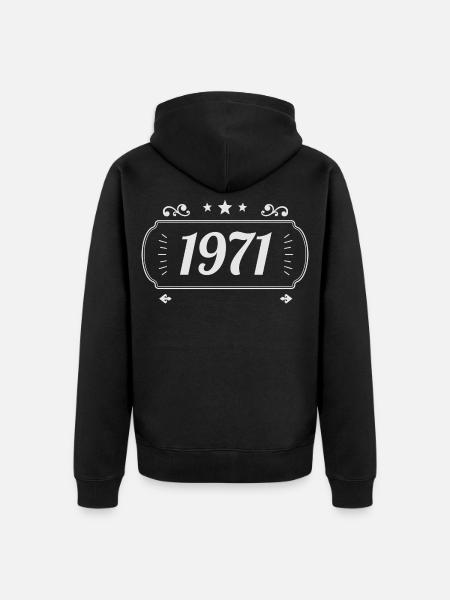 Vintage 1971 Retro Jubileum 1971 - Uniseks Premium bio ziphoodie - zwart
