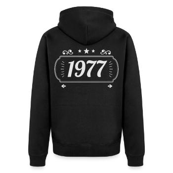 Vintage 1977 Retro-Jubiläum 1977 - Unisex Premium Bio Zip Hoodie - Schwarz - Hinten - Nico (187cm)