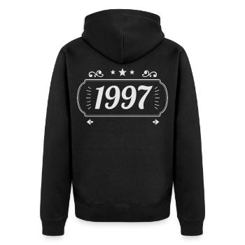 Vintage 1997 Rétro Anniversaire 1997  - Veste à capuche bio Premium Unisexe - noir - Dos - Nico (187cm)