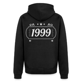 Vintage 1999 Retro Anniversary 1999 - Unisex Premium Organic Zip Hoodie - black - Back - Nico (187cm)