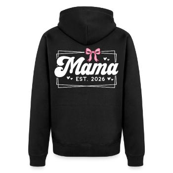 mama est 2026 - Unisex Premium Bio Zip Hoodie - Schwarz - Hinten - Nico (187cm)