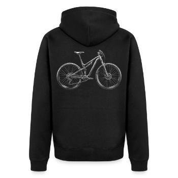 MTB Zeichnung – Geschenk für Mountainbiker - Unisex Premium Bio Zip Hoodie - Schwarz - Hinten - Nico (187cm)