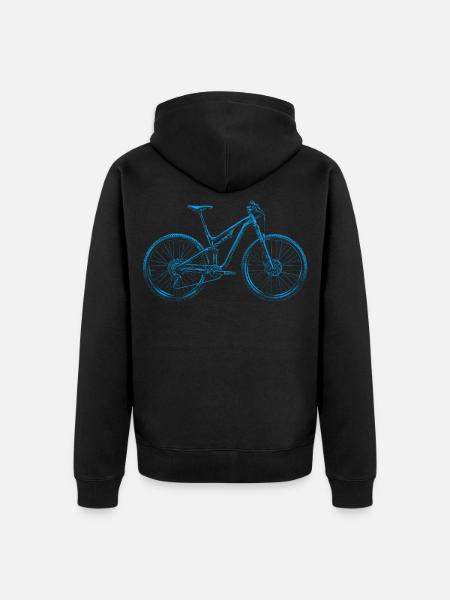 MTB Lineart Blue – Mountain Biker Gift - Unisex Premium Organic Zip Hoodie - black