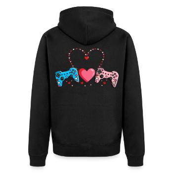 Retro Heart Valentine's Day Design Love - Unisex Premium Organic Zip Hoodie - black - Back - Nico (187cm)