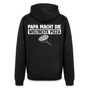Papa Macht Die Weltbeste Pizza Geschenk Vatertag - Unisex Premium Bio Zip Hoodie - Schwarz - Hinten - Nico (187cm)