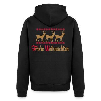 Weihnachten - Unisex Premium Bio Zip Hoodie - Schwarz - Hinten - Nico (187cm)