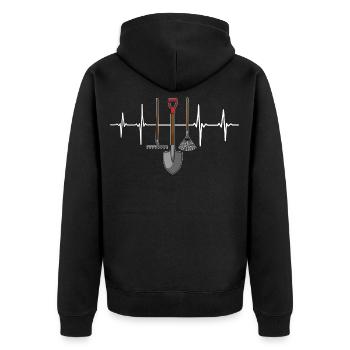 Garden ECG Heartbeat Tool Gardener - Unisex Premium Organic Zip Hoodie - black - Back - Nico (187cm)