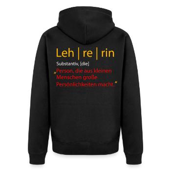 Lehrerin - Unisex Premium Bio Zip Hoodie - Schwarz - Hinten - Nico (187cm)