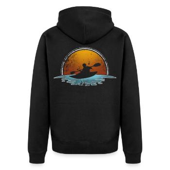 Kajak - Unisex Premium Bio Zip Hoodie - Schwarz - Hinten - Nico (187cm)