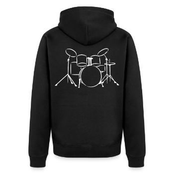 Schlagzeug - Unisex Premium Bio Zip Hoodie - Schwarz - Hinten - Nico (187cm)
