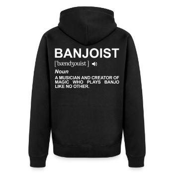 Banjospieler Definition - Unisex Premium Bio Zip Hoodie - Schwarz - Hinten - Nico (187cm)