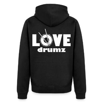 Love Drumz Heartbeat Graphic Design - Unisex Premium Organic Zip Hoodie - black - Back - Nico (187cm)