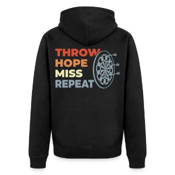 Throw Hope Miss Repeat - Unisex Premium Bio Zip Hoodie - Schwarz - Hinten - Nico (187cm)