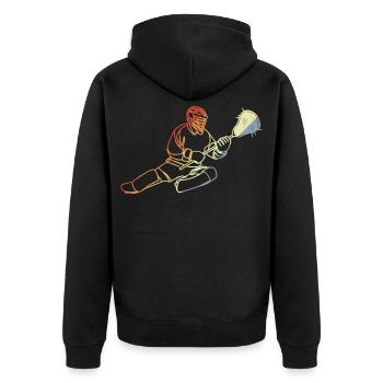 Lacrosse Goaltender Vintage - Unisex Premium Organic Zip Hoodie - black - Back - Nico (187cm)