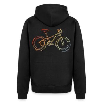 Vintage Mountainbike Skizze - Unisex Premium Bio Zip Hoodie - Schwarz - Hinten - Nico (187cm)