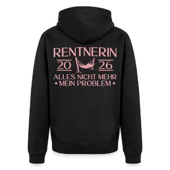 Rentnerin 2026 - Kollegin Abschied Rente - Unisex Premium Bio Zip Hoodie - Schwarz - Hinten - Nico (187cm)