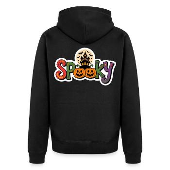 Spooky Halloween Kürbis - Unisex Premium Bio Zip Hoodie - Schwarz - Hinten - Nico (187cm)
