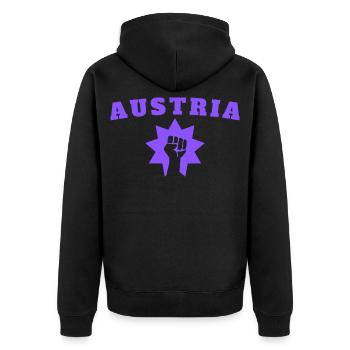 Wien - Unisex Premium Bio Zip Hoodie - Schwarz - Hinten - Nico (187cm)