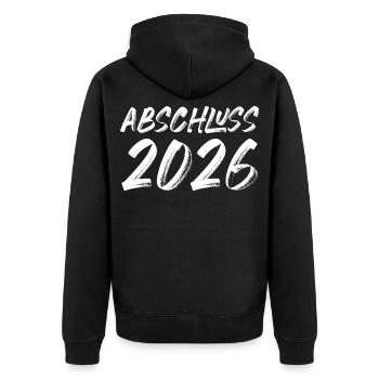 Abschluss 2026 - Unisex Premium Bio Zip Hoodie - Schwarz - Hinten - Nico (187cm)