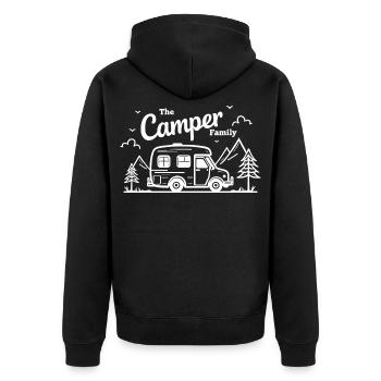The Camper Family Campingbus Berge Abenteuer - Unisex Premium Bio Zip Hoodie - Schwarz - Hinten - Nico (187cm)