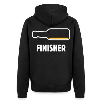 Finisher (Bier / Bierchen / Biertrinker / NEG 2C) - Unisex Premium Bio Zip Hoodie - Schwarz - Hinten - Nico (187cm)
