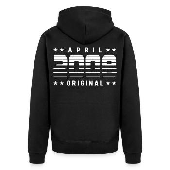 April 2008 Original Striped Vintage Geburtstag - Unisex Premium Bio Zip Hoodie - Schwarz - Hinten - Nico (187cm)
