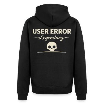 Benutzerfehler Legendärer Schädel - Unisex Premium Bio Zip Hoodie - Schwarz - Hinten - Nico (187cm)