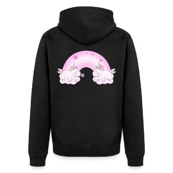 Licornes sur les nuages enamoured l'arc en ciel - Veste à capuche bio Premium Unisexe - noir - Dos - Nico (187cm)