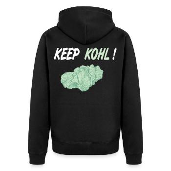 Keep Kohl, Spruch Garten Gärtner Landwirt Vegan - Unisex Premium Bio Zip Hoodie - Schwarz - Hinten - Nico (187cm)