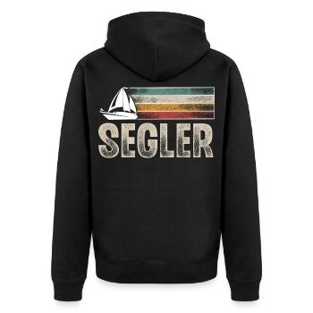Segeln Segler Segelboot Retro Vintage - Unisex Premium Bio Zip Hoodie - Schwarz - Hinten - Nico (187cm)