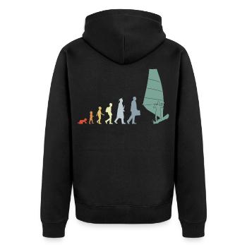 Vintage Windsurfer Evolution - Unisex Premium Organic Zip Hoodie - black - Back - Nico (187cm)