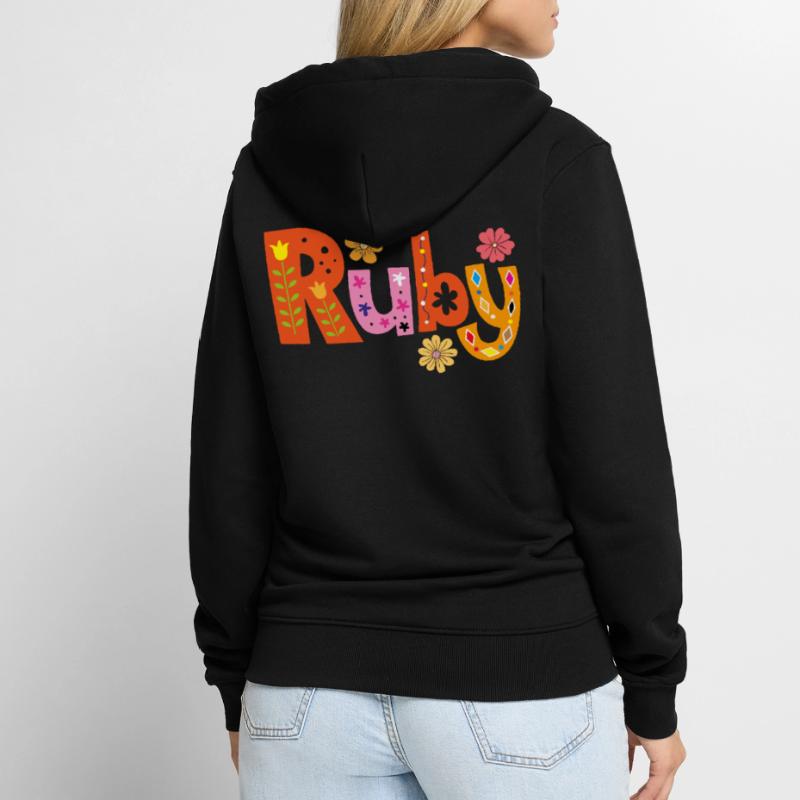 Personalized Ruby Name Unisex Premium Organic Zip Hoodie