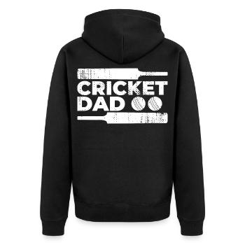 Cricket Father - Unisex Premium Organic Zip Hoodie - black - Back - Nico (187cm)