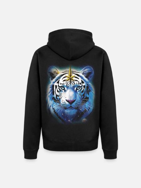 BLUE TIGER TRIBAL NATURE ÈSPRIT NATURE - Unisex Premium Organic Zip Hoodie - black