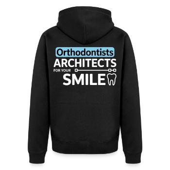 Orthodontistes Architectes Pour Votre Sourire Vêtements - Veste à capuche bio Premium Unisexe - noir - Dos - Nico (187cm)