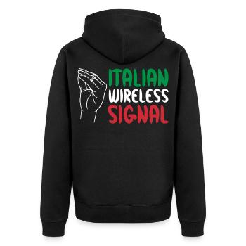 Italian Wireless Signal Italien Italiener WLAN - Unisex Premium Bio Zip Hoodie - Schwarz - Hinten - Nico (187cm)