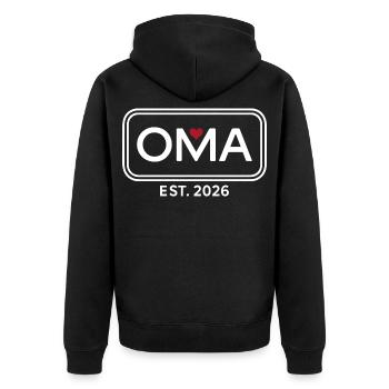 OMA EST. Annonce de la fière grand-mère 2026 - Veste à capuche bio Premium Unisexe - noir - Dos - Nico (187cm)