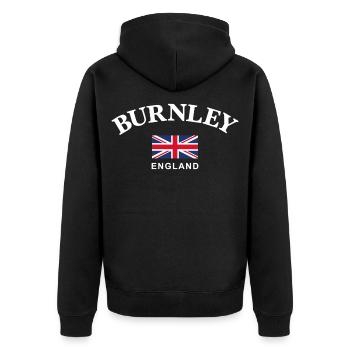 Burnley, Angleterre - Veste à capuche bio Premium Unisexe - noir - Dos - Nico (187cm)