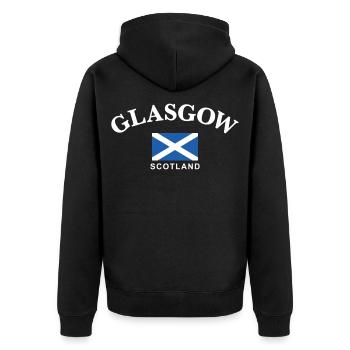 Glasgow, Écosse - Veste à capuche bio Premium Unisexe - noir - Dos - Nico (187cm)