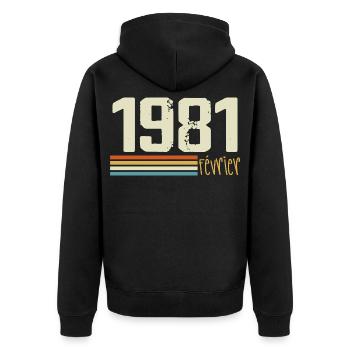 February 1981 - February 1981 Anniversary 1981 - Unisex Premium Organic Zip Hoodie - black - Back - Nico (187cm)