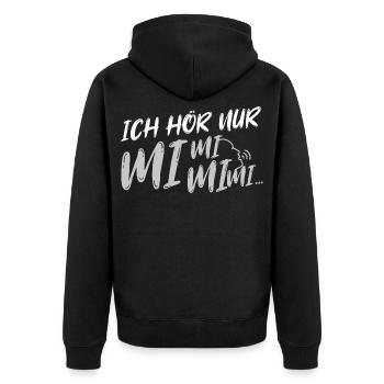 Ich hör nur mi mi mi - Unisex Premium Bio Zip Hoodie - Schwarz - Hinten - Nico (187cm)