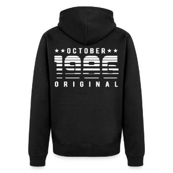 Limited Edition October 1986 Geburtstag Geschenk - Unisex Premium Bio Zip Hoodie - Schwarz - Hinten - Nico (187cm)