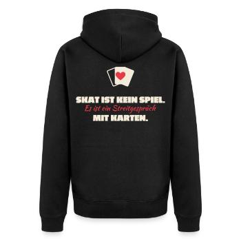 Skat Ist Kein Spiel: Streitgespräch Karten - Unisex Premium Bio Zip Hoodie - Schwarz - Hinten - Nico (187cm)