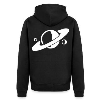 Saturn and its moons - Unisex Premium Organic Zip Hoodie - black - Back - Nico (187cm)